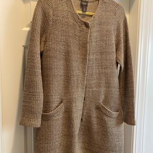 Long cardigan with metallic threads